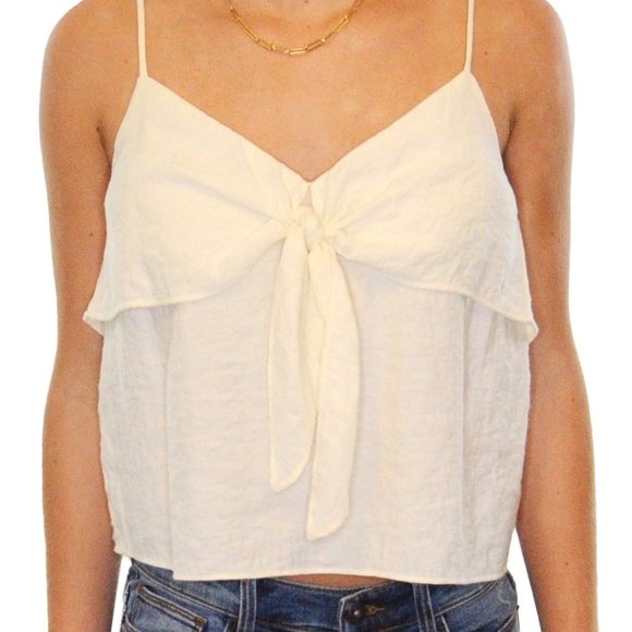 LUSH Tie Front Spaghetti Strap V-Neck Top #AH6 - Picture 2 of 7